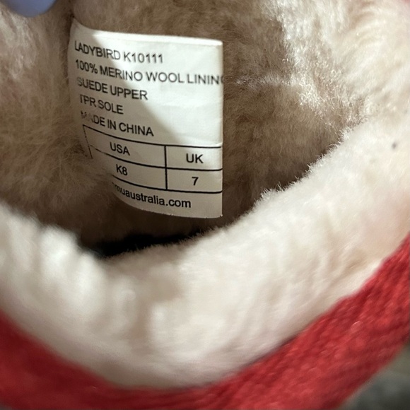 EMU Australia Girls Ladybird Red and Black Suede Merino Wool Boots K8 - Picture 6 of 9